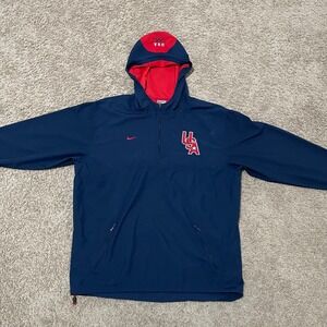 VTG USA Olympic Team Jacket Men Large Navy Blue Y2K Nike Hood Anorak Sydney 2000